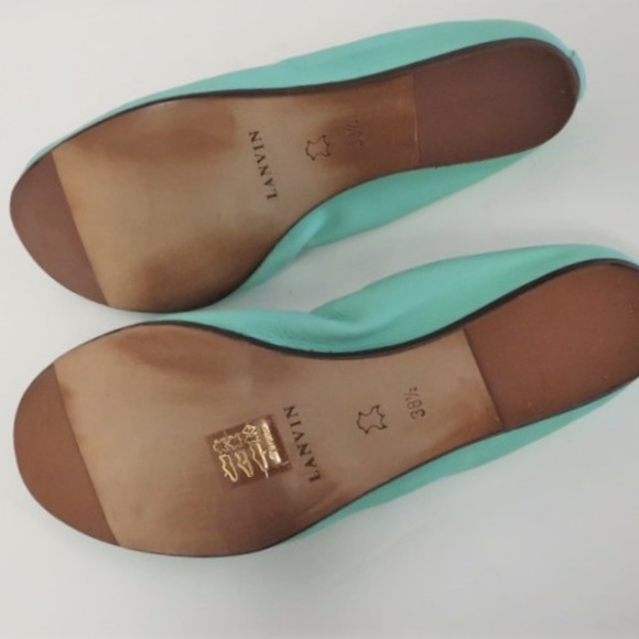 Lanvin Ballet Flats Aqua Scrunched Leather - Picture 4 of 5